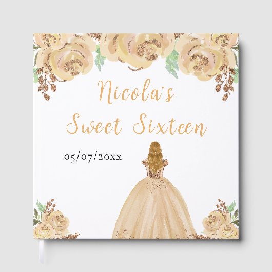 Blonde Hair Princess Peach Sweet 16 Guest Book Gästebuch (Vorderseite)