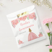 Blonde Hair Princess Pink Floral Quinceanera Geschenktütchen (Versiegelt)