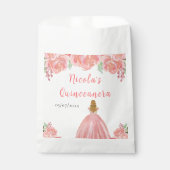 Blonde Hair Princess Pink Floral Quinceanera Geschenktütchen (Vorderseite)