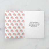 Blonde Hair Princess Pink Floral Quinceanera Karte (Innenseite)