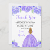 Blonde Hair Princess Purple Floral Birthday Party Dankeskarte (Vorderseite)
