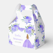 Blonde Hair Princess Purple Floral Quinceanera Geschenkschachtel (Rückseite)