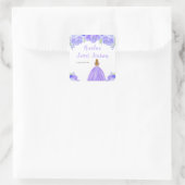 Blonde Hair Princess Purple Floral Sweet Sixteen Quadratischer Aufkleber (Tasche)