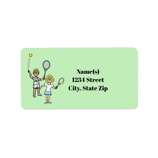 Blonde Hair Tennis Couple Address Labels Adressaufkleber (Vorne)