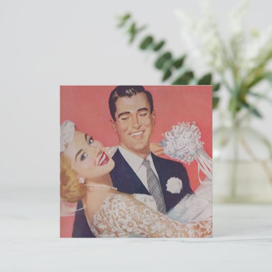 Blonde Haired Bride Wedding Save The Date (Stehend Vorderseite)