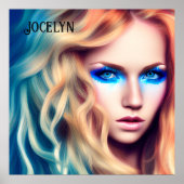 Blonde Hairs Blue Mit Augen Bombshell Poster (Vorne)