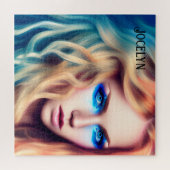 Blonde Hairs Blue Mit Augen Bombshell Puzzle (Horizontal)