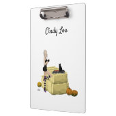 Blonde Halloween Button Up Girl Clipboard Klemmbrett (Links)