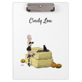 Blonde Halloween Button Up Girl Clipboard Klemmbrett