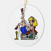 Blonde Ham Radio Button-up Girl Weihnachtsschmuck (Links)