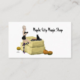 Blonde Hexe Button Up Girl Business Card Visitenkarte