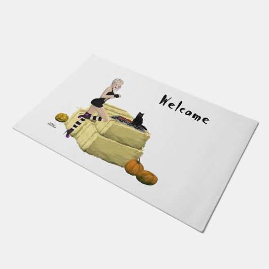 Blonde Hexe Button Up Girl Door Mat Fußmatte (Schrägansicht)