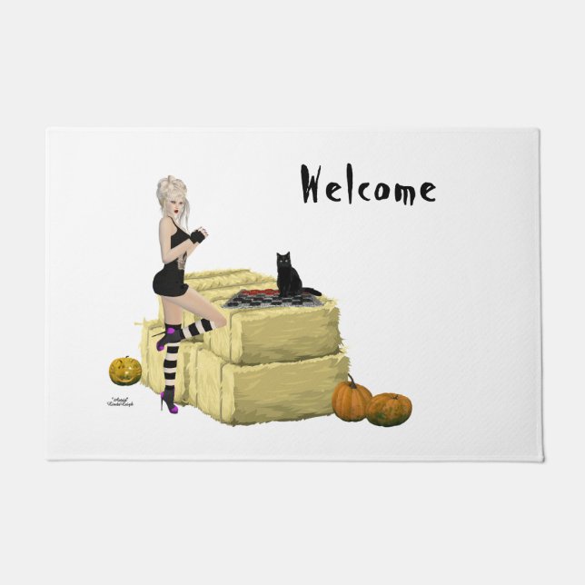 Blonde Hexe Button Up Girl Door Mat Fußmatte (Vorderseite)