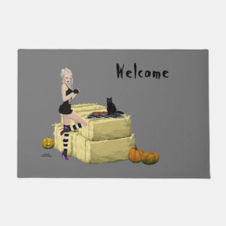 Blonde Hexe Button Up Girl Door Mat Fußmatte