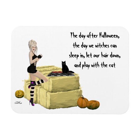 Blonde Hexe Button Up Girl Flexible Magnet (Horizontal)