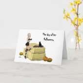 Blonde Hexe Button Up Girl Halloween Grußkarte Karte (Gelbe Blume)