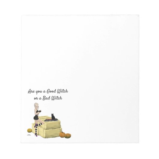 Blonde Hexe Button Up Girl Halloween Notepad Notizblock (Vorderseite)