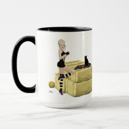 Blonde Hexe Button Up Girl Kaffee Tasse