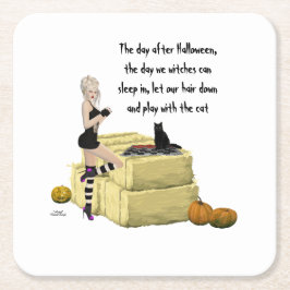 Blonde Hexe Button Up Girl Paper Untersetzer