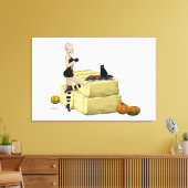 Blonde Hexe Button Up Girl Stretched Canvas Print Leinwanddruck (Insitu (Wohnzimmer))