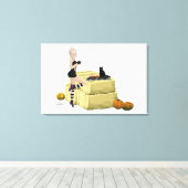 Blonde Hexe Button Up Girl Stretched Canvas Print Leinwanddruck (Insitu (Holzboden))