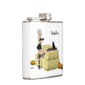 Blonde Hexe Button Up Girl Vinyl Wrapped Flask Flachmann (Rechts)