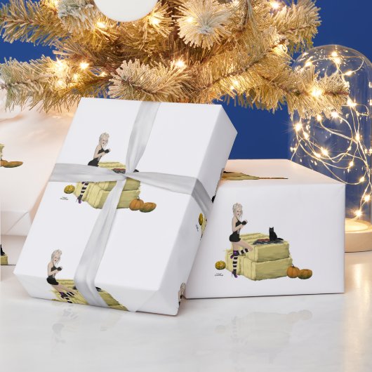 Blonde Hexe Button Up Girl Wrapping Paper Geschenkpapier (Feiertage)