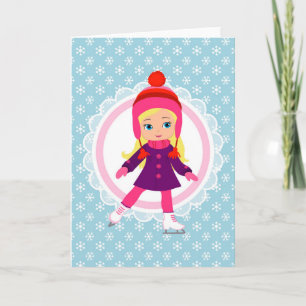 Blonde Ice Skater - Winter Sports Skaten Karte