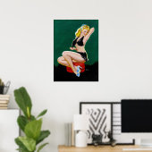 Blonde in Blue Slippers Button hoch Poster (Heimbüro)