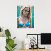 Blonde in einer Bikini-Unterwasserfotografie Poster (Heimbüro)