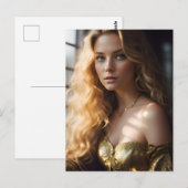Blonde in einer Gold Dress Postkarte (Vorne/Hinten)