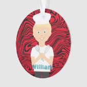 Blonde Junge Koch kochen personalisiert Ornament (Vorderseite)