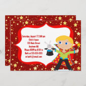 Blonde Jungen-Magier-Geburtstags-Party Einladung (Vorne/Hinten)