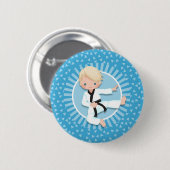 Blonde Karate Boy Judo Martial Arts Button (Vorne & Hinten)
