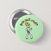 Blonde Karate Girl Button (Vorne & Hinten)