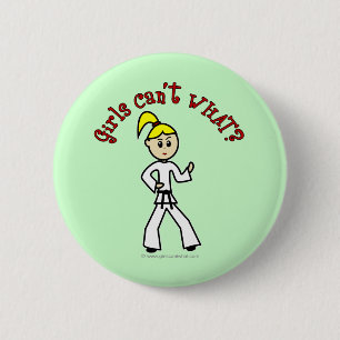 Blonde Karate Girl Button