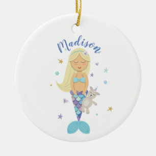 Blonde kleine Meerjungfrau-Verzierung Keramik Ornament