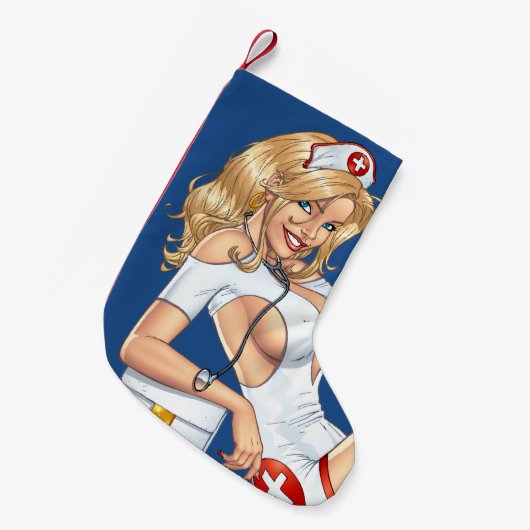 Blonde Krankenschwester in der Uniform Strümpfe Kleiner Weihnachtsstrumpf (Vorderansicht (hängend))