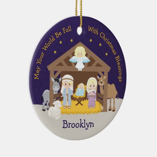 Blonde-Krippe Keramik Ornament (Rechts)