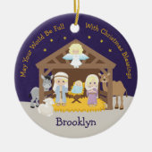 Blonde-Krippe Keramik Ornament (Vorne)