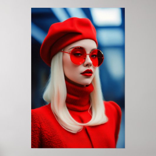 Blonde Lady in Rot Poster (Vorne)