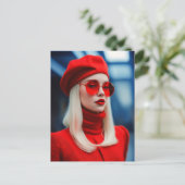 Blonde Lady in Rot Postkarte (Stehend Vorderseite)