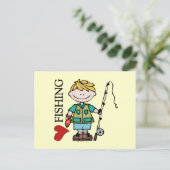 Blonde Liebe-Fischerei des Jungen-I Postkarte (Stehend Vorderseite)