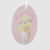 Blonde Mädchen-Rosenkranzperle-erste Kommunion Ornament (Vorderseite)