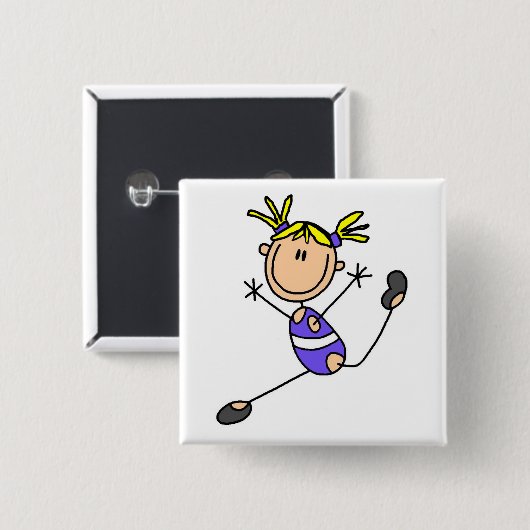 Blonde Mädchengymnast-T-Shirts und Geschenke Button (Vorne & Hinten)