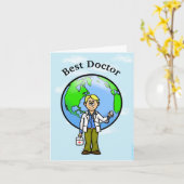 Blonde Male Doctor Grußkarte Karte (Gelbe Blume)