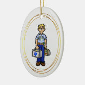 Blonde Male EMS Paramedic Weihnachtsschmuck (Links)