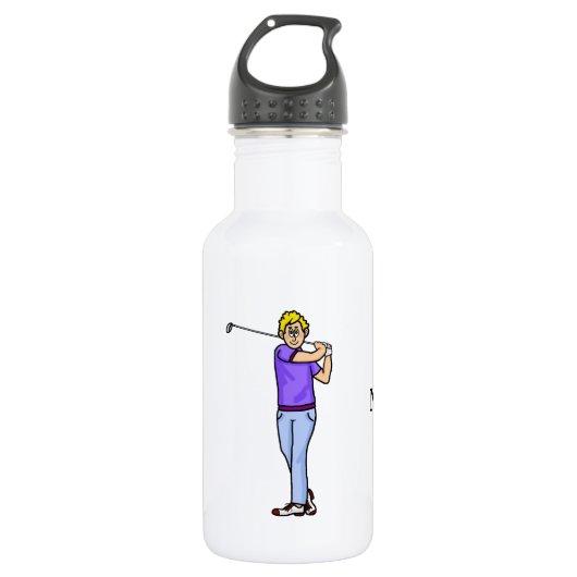 Blonde Male Golfer Personalisierte Wasserflasche (Vorderseite)