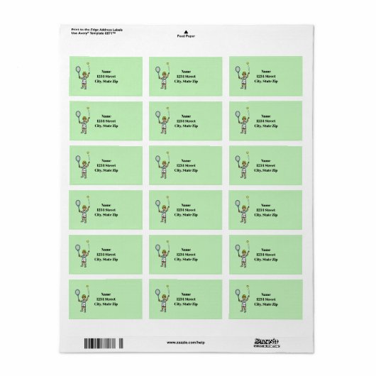 Blonde Male Tennis Player Address Labels Adressaufkleber (Vorne)