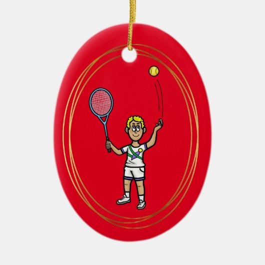 Blonde Male Tennis Spieler Weihnachtsschmuck (Vorne)